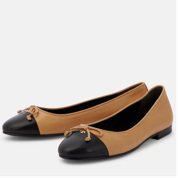 NEW Tory Burch Bow-detail leather classic ballet flats women - Picture 3 of 7